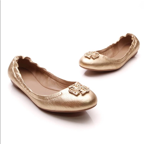 Tory Burch Shoes - TORY BURCH Melinda ballet flat slip on shoes platinum leather size 8.5